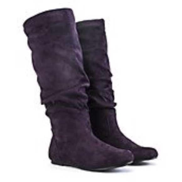 flat purple suede boots